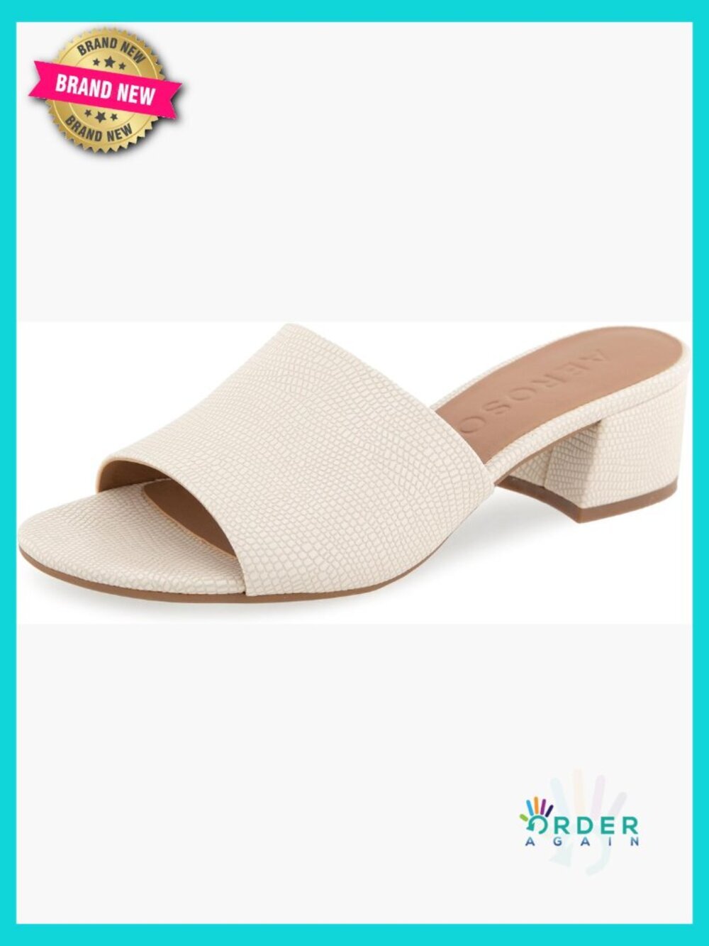 Slide Sandals Chunky Block Heel Open Toe Slip On Comfort Ortholite Faux Leather